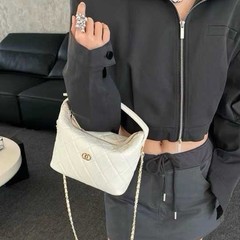一件代发2025秋冬新款小香风菱格链条饭盒包时尚单肩斜挎小包包女