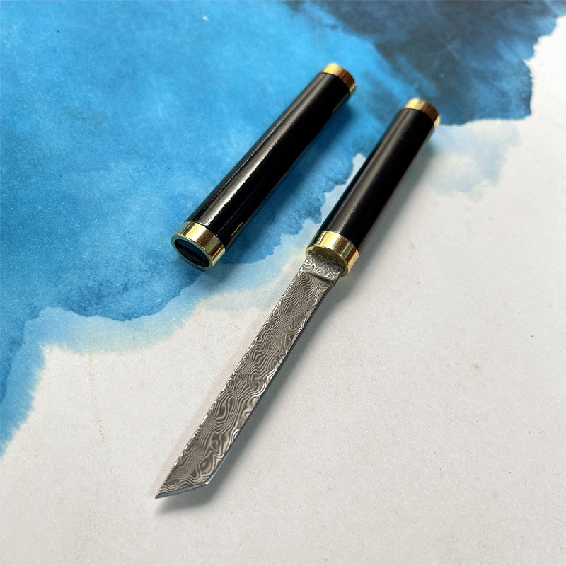 Pluma mágica Damasco cuchillo afilado de alta dureza cuchillo portátil cuchillo de fruta mini cuchillo al aire libre