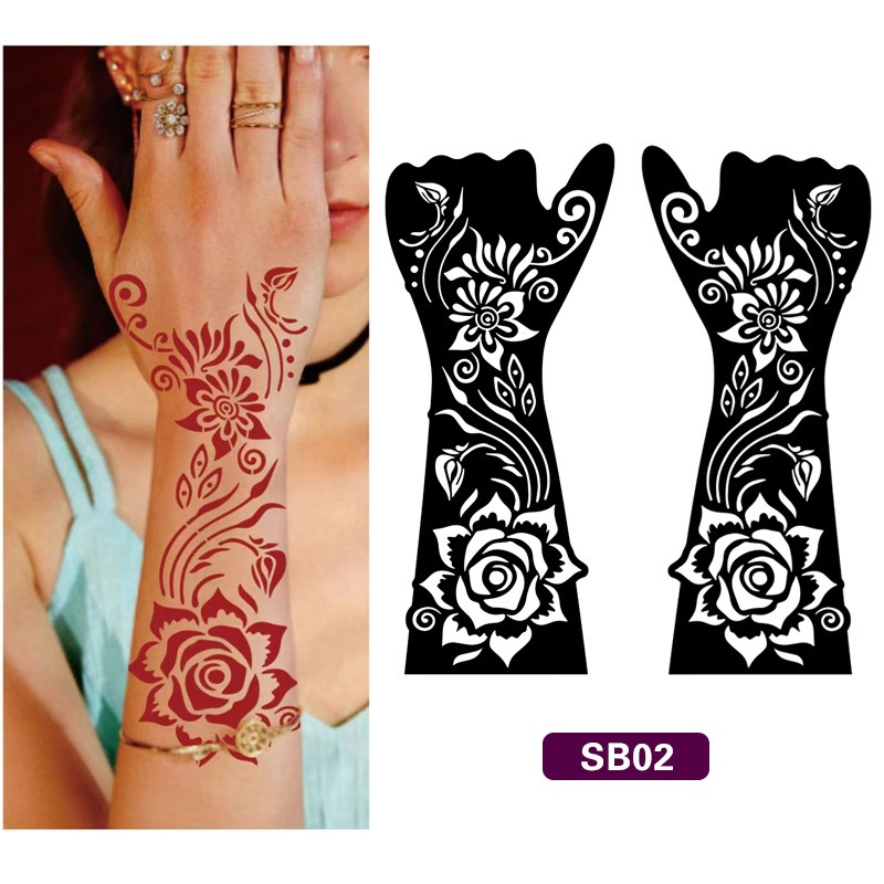 Cross-Border Hand-Painted Tattoo Stickers Cut Out Large Picture Henna Juice Tattoo Template Hand Hand-Painted Tattoo Arm Tattoo Stickers