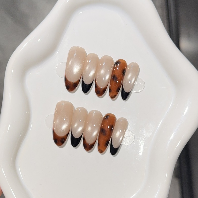 豹纹法式猫眼ins风纯手工穿戴甲批发显白高级感美甲甲片假指甲|undefined