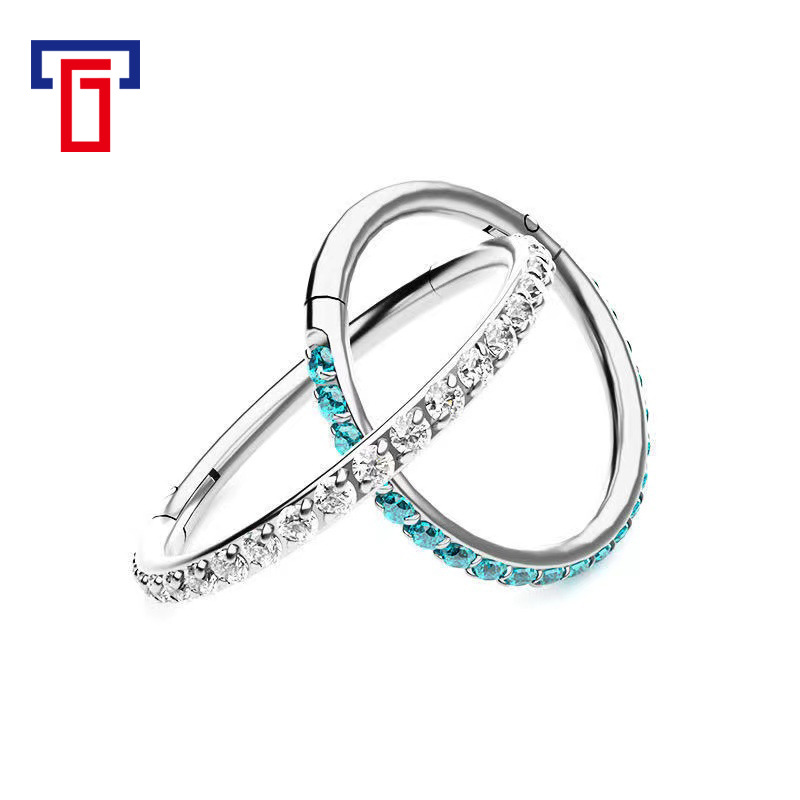 G23 Titanium Nose Ring Seamless Closed Ring CZ Micro-Inlaid Zircon Nose Stud Hoop for Women Men detail image 18
