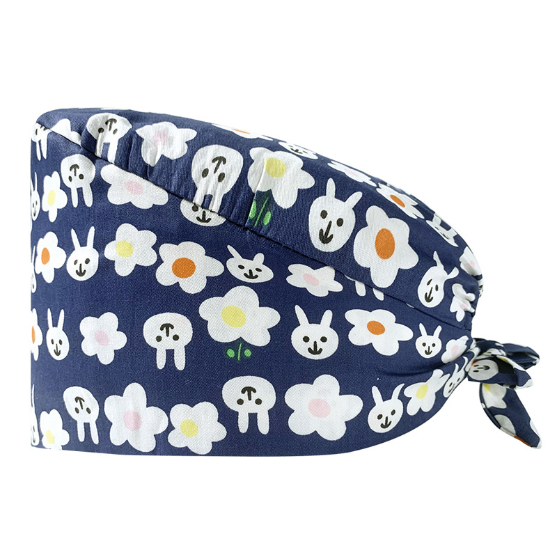 Gorro de Enfermera Coreano Fresco y Lindo, 100% Algodón, Gorro de Médico, Dentista, Estética y Salón de Belleza con Estampado Lindo.