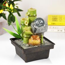 客厅桌面创意小型喷泉生财流水欧式风水轮转运球循环水景招财摆件