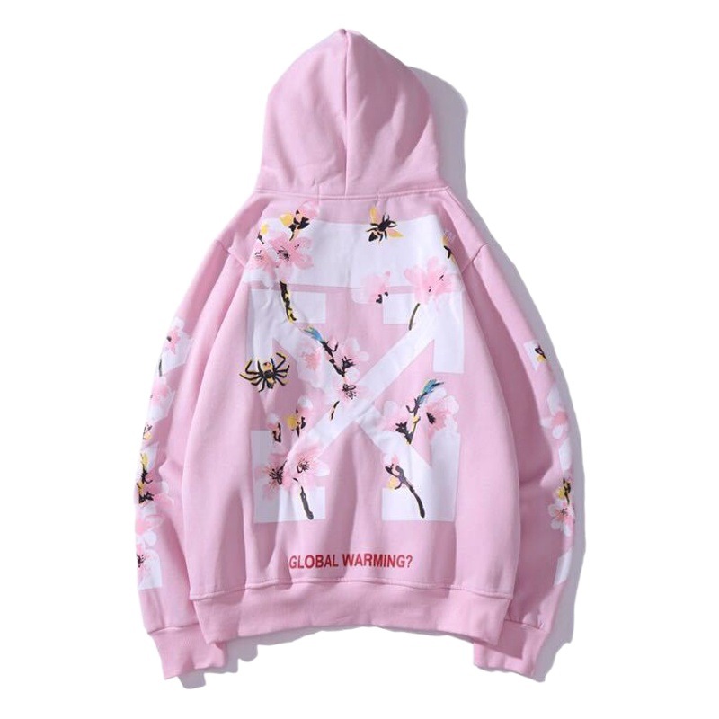 Comercio exterior transfronterizo suéter ow marca de moda clásico Rosa melocotón con capucha jersey blanco manga larga chaqueta de lana