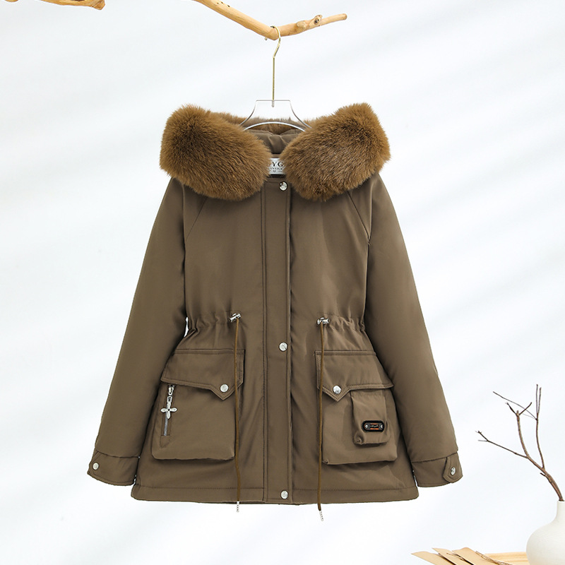 2024 nueva escuela de mujeres superando el corto invierno encapuchado ropa de algodón plumón más vello grueso calentamiento universal moda coreana image 4
