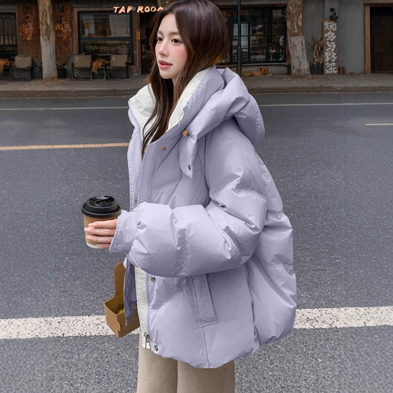 Purple down Jacket for Women, Winter 2025 New Style, Petite Short Thick Cotton Coat, High-End Popular Outerwear