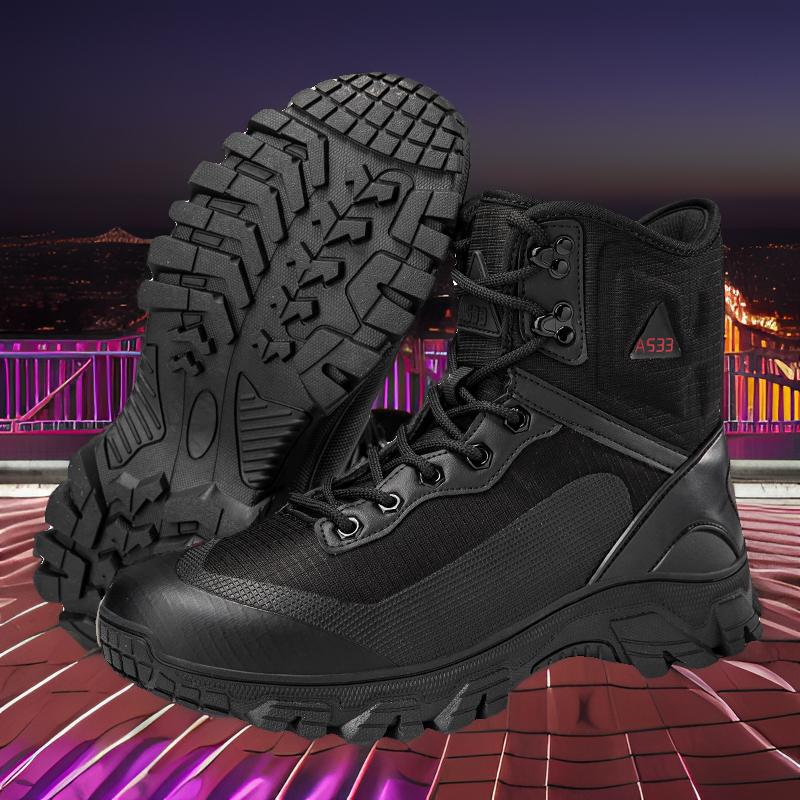 Botas de combate de venta directa de fábrica transfronterizas Botas tácticas resistentes al desgaste de la parte superior de la tela Botas de senderismo para deportes al aire libre Botas de senderismo para hombres