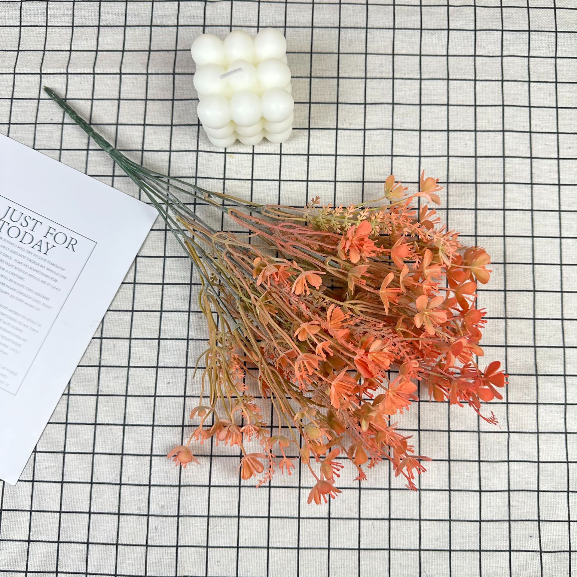 녹색 식물 다섯잎 클로버 오렌지 레드의 시뮬레이션 묶음