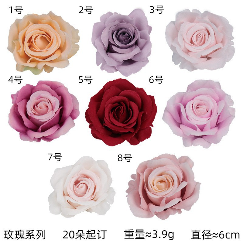 仿真玫瑰花 diy插花假花花头 餐桌蔷薇花摆假花软装花艺婚庆装饰