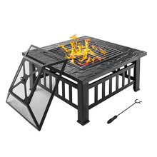 圍爐煮茶戶外花園火盆耐高溫網狀fire pit庭院篝火燒烤桌方形火爐