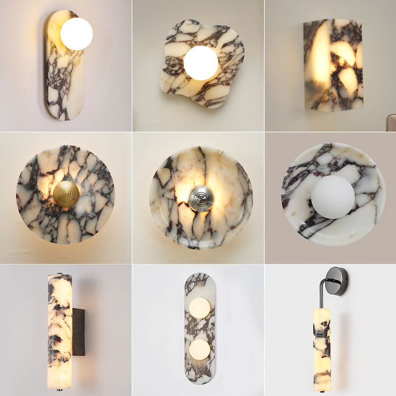Designer Marble Light Luxury Wall Lamp Nordic Post-Modern Creative Background Wall Aisle Living Room Bedroom Bedside Wall Lamp