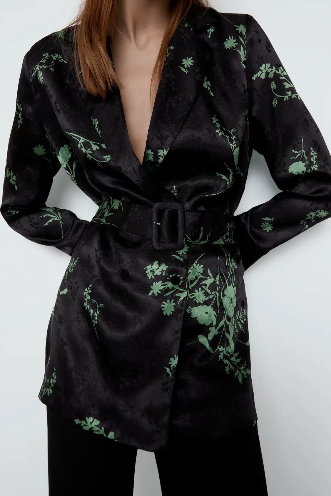 Double-breasted Jacquard Blouse coat NSAM38932