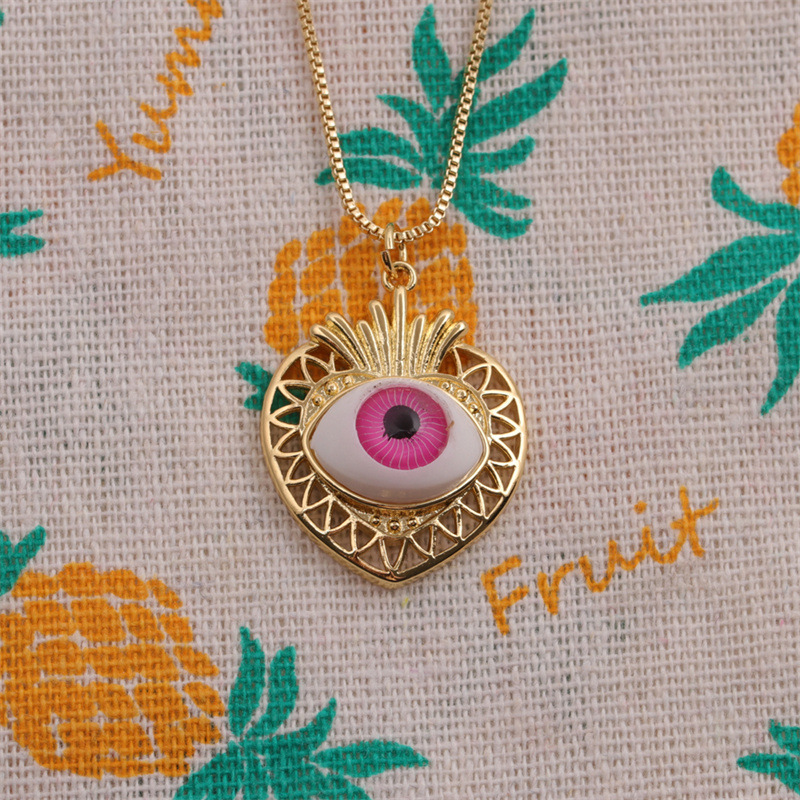 fashion hollow eye heart copper necklace wholesale nihaojewelry