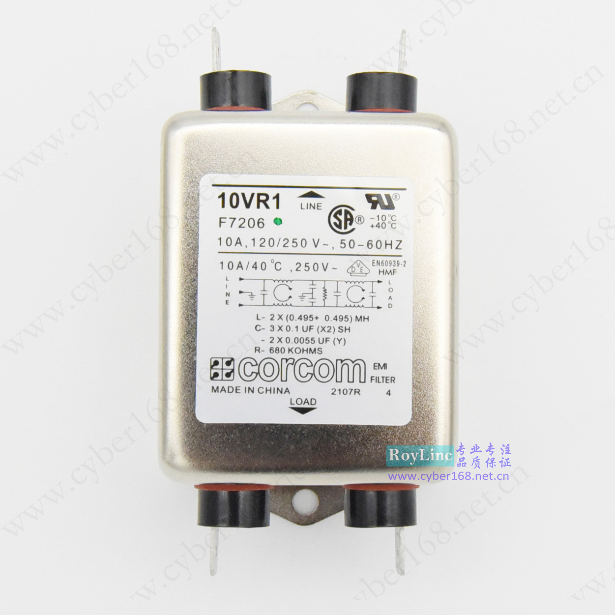corcom 10VR1 F7206 1-6609032-3 10A EMI抗干扰UL CSA电源滤波器