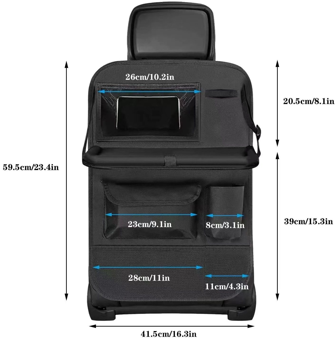 Bolsa de almacenamiento en el respaldo de la silla, bolsa de almacenamiento, bolsa colgante con mesa pequeña, artefacto de almacenamiento en el automóvil, bolsa de almacenamiento para automóvil de tela Oxford