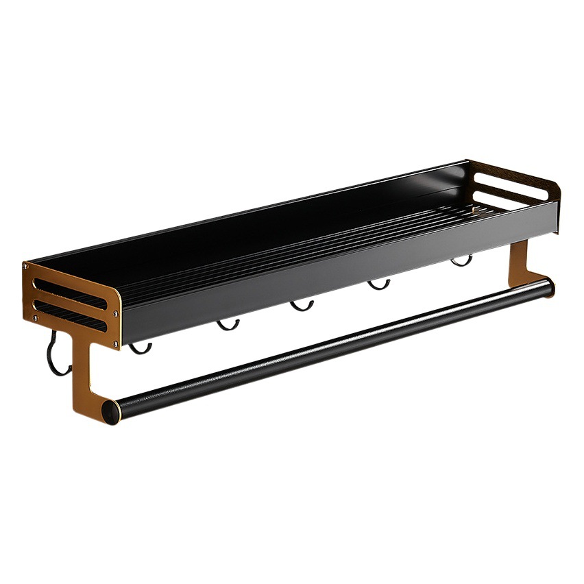 Estante de la cocina montado en la pared sin ponche negro condimento suministros multifuncionales hogar completo estante de almacenamiento de pared