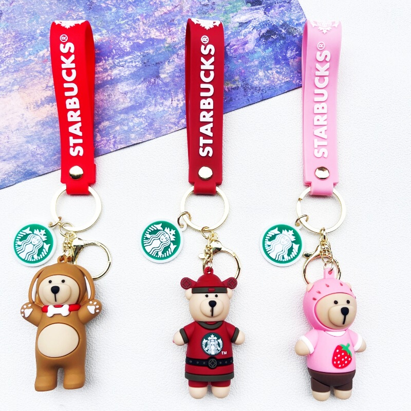 Soft glue starbucks keychain pendant doll wholesale car keychain pendant cute panda cartoon keychain Soft glue starbucks keychain pendant doll wholesale car keychain pendant cute panda cartoon keychain