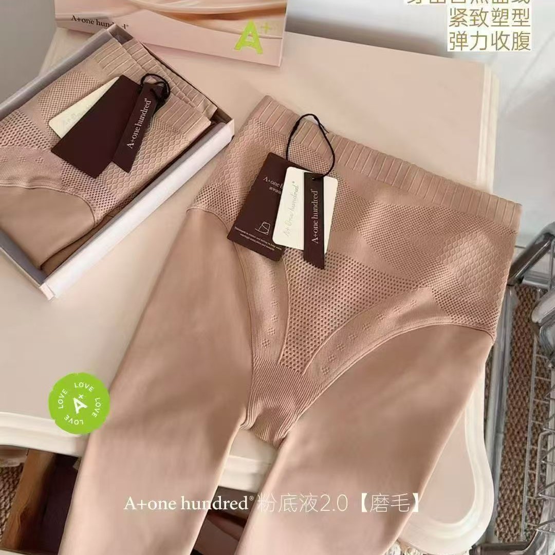 A+8612 Liquid Foundation Bare-Leg Artifact 200g Fleece-Lined Warm Water Socks Tummy Control Butt Lift Slimming Base Socks for Women