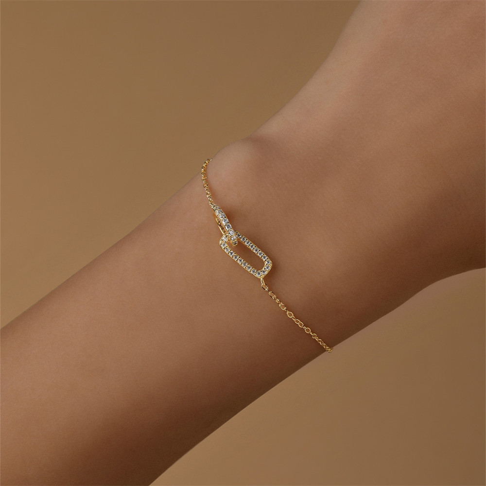 S925 Sterling  Double Buckle Single Row Diamond-Studded Necklace Bracelet Jewelry Suit   All-Matching Graceful Accessories display picture 2