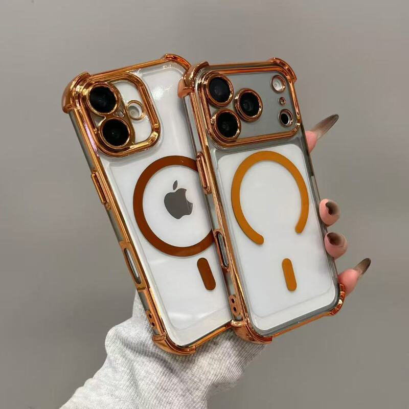 Suitable for Apple iPhone 17 Pro New Model High-Quality Four-Corner Anti-Fall Acrylic Electroplated Magnetic Phone Case