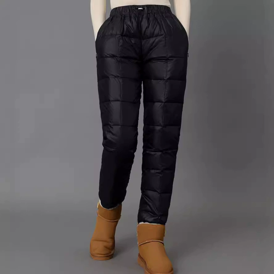 Новые зимние штаны на хлебном пуху, женская верхняя одежда, утолщенные повседневные белые утиные пуховые теплые хлопковые брюки для похудения, женские оптом