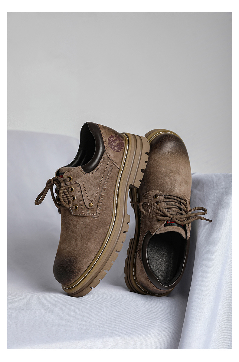 British Men's Leather Chukka Boots Thick Sole Comfortable Shoes_voghion.com
