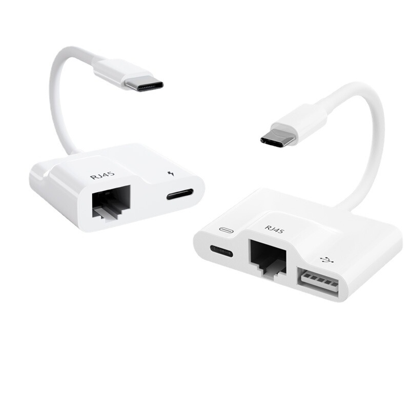 TYPE-C mobile phone to RJ45 Ethernet network cable adapter type-c 100 M network card adapter 2 in 1