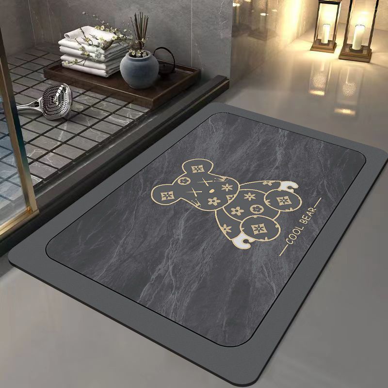 Violence Bear Diatom Mud Bathroom Mat Absorbent Upholstery Toilet Door Non-Slip Foot Mat Entrance Door Mat