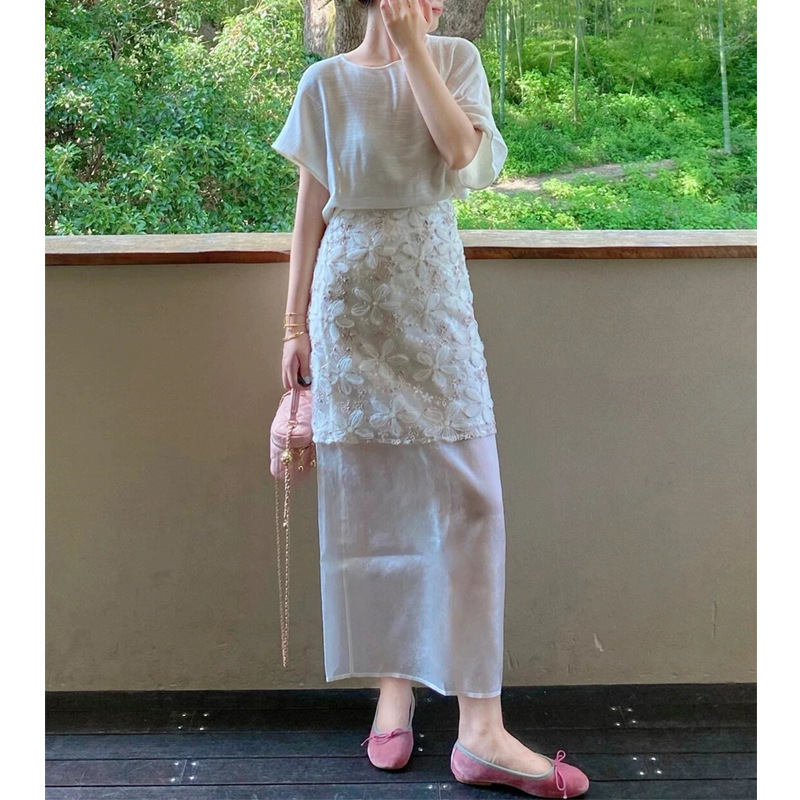 盛夏清纯白月光穿搭绝美巨好看富家千金小香风白色亚麻连衣裙套装|undefined