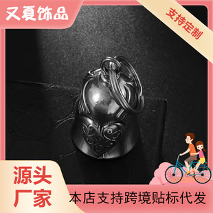 Cross-border Foreign Trade New Retro Heart Wings Bell Pendant Men's and Women's Motorcycle Skull Bell Necklace Pendant