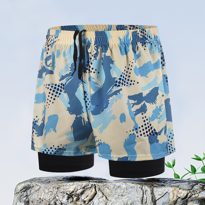 Nuevo traje de baño para hombre doble talla grande suelta para adultos pantalones de playa de aguas termales de secado rápido gafas de natación galvanizadas al por mayor