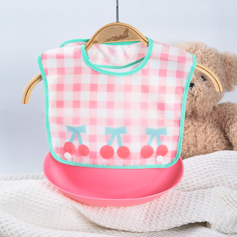 Baby Eating Bib with Detachable Pocket, Eva Baby Drool Towel, Waterproof Bib, Children's Drool Bib for Kindergarten Lunch
