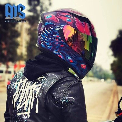 Motosiklet kaskı (dəbilqə) Direct Delivery Ais Motorcycle Helmet - feathers-with-colorful-colors-m