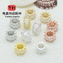 14K包金保色微镶锆石桶珠串珠配饰 diy项链手链隔珠 串珠材料批发