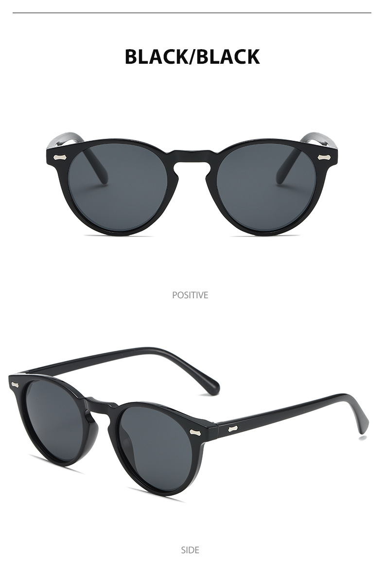 Retro Simple Style Solid Color Tac Round Frame Full Frame Men's Sunglasses display picture 7