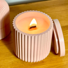 with Cover Stripe Round Candle Jar Silicone Molds DIY Cement