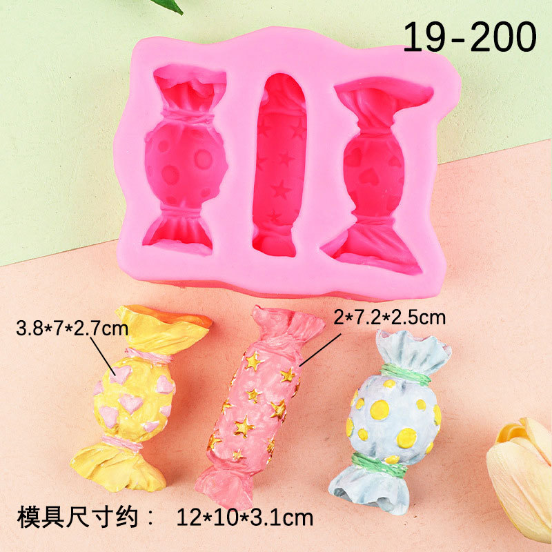 DIY fondant 3-pieza grande caramelo hecho a mano jabón molde de silicona pastel de chocolate decoración jalea arcilla epoxi molde