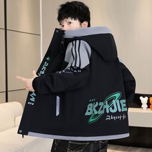 春秋款外套男青少年学生韩版连帽男士夹克潮流帅气宽松百搭褂子