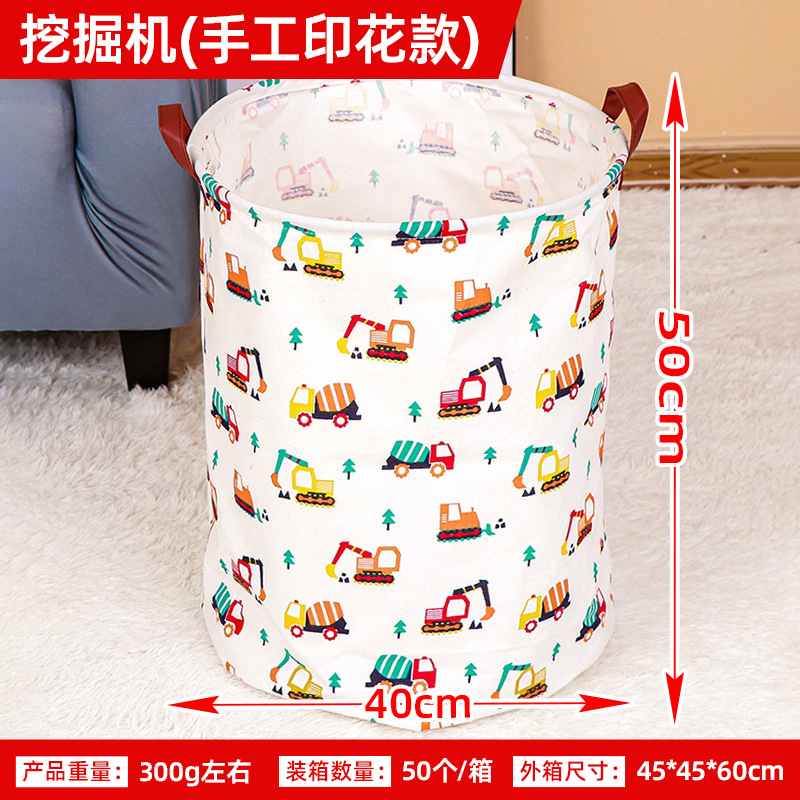 Posta gratuita impresa a mano gran cesto plegable de lavandería casera de dibujos animados tela cesto de lavandería sucia cubículo de almacenamiento