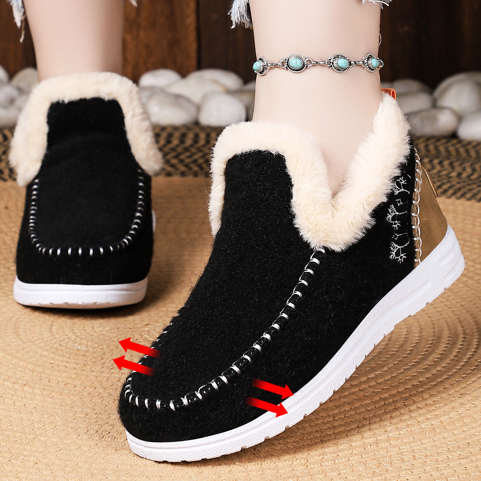 Zapatos de algodón de mujer procesamiento personalizado botas de nieve de tamaño grande botas de algodón grueso botas de moda botas de algodón cálidas