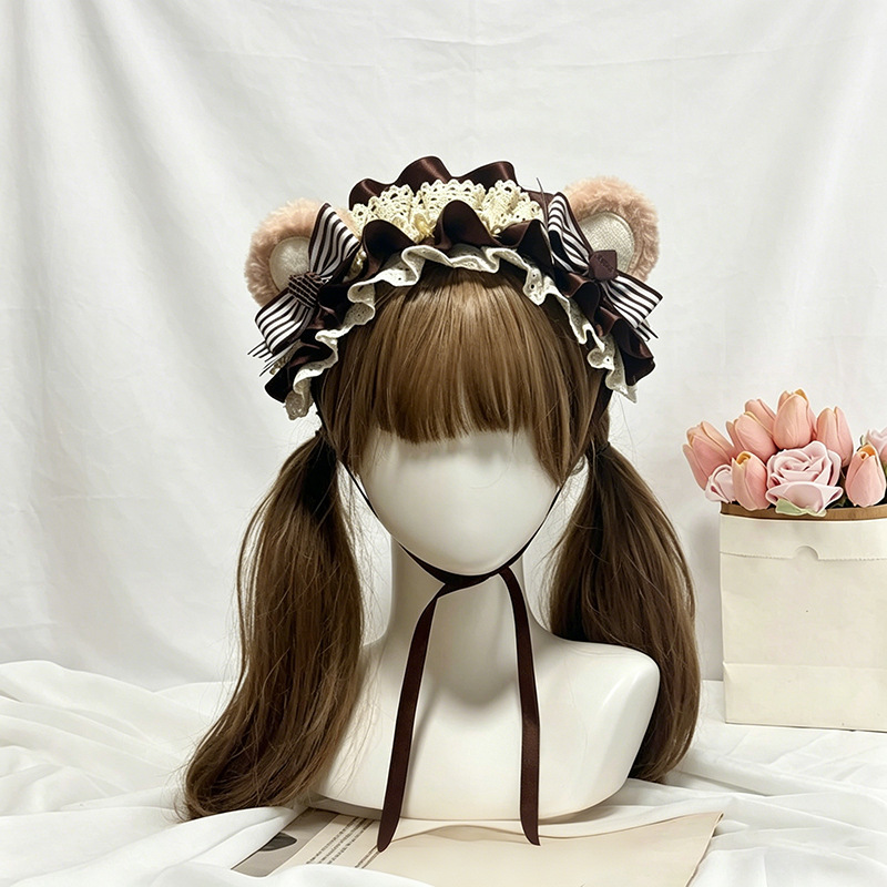 Dos dimensiones Lolita correa de cabello chica gato oreja clip de cabello cómic cosplay Lolita criada correa de cabello