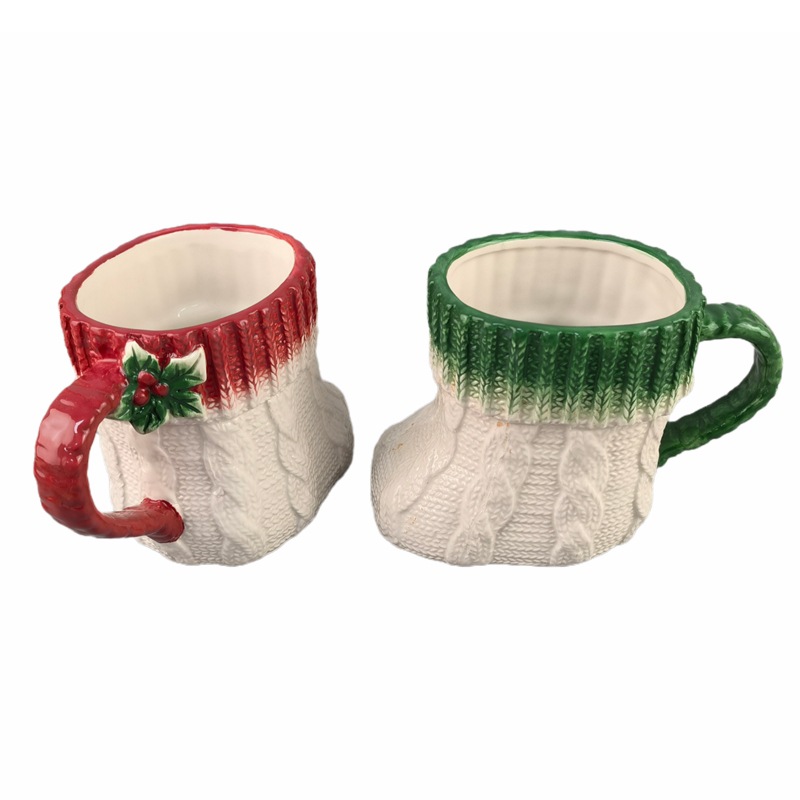 Net Red Creative Botas Taza de café de cerámica Suéter de Navidad Superficie Personalidad Zapatos Forma Jugo Bebida Taza de cerveza