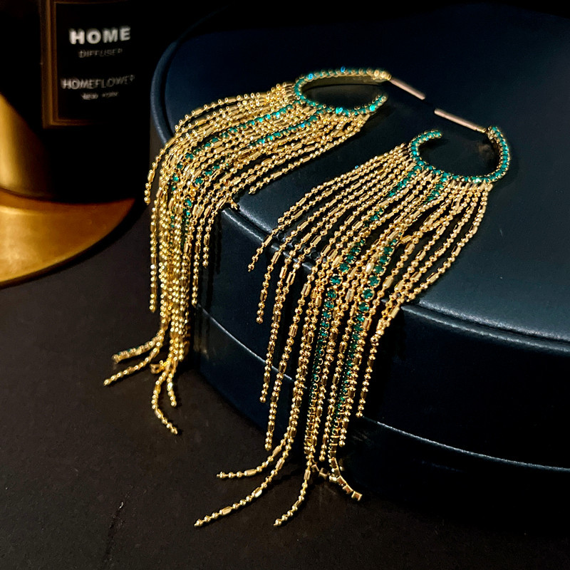 14g Weight Wholesale Jewelry Glam Tassel Alloy Plating Dangling Earrings