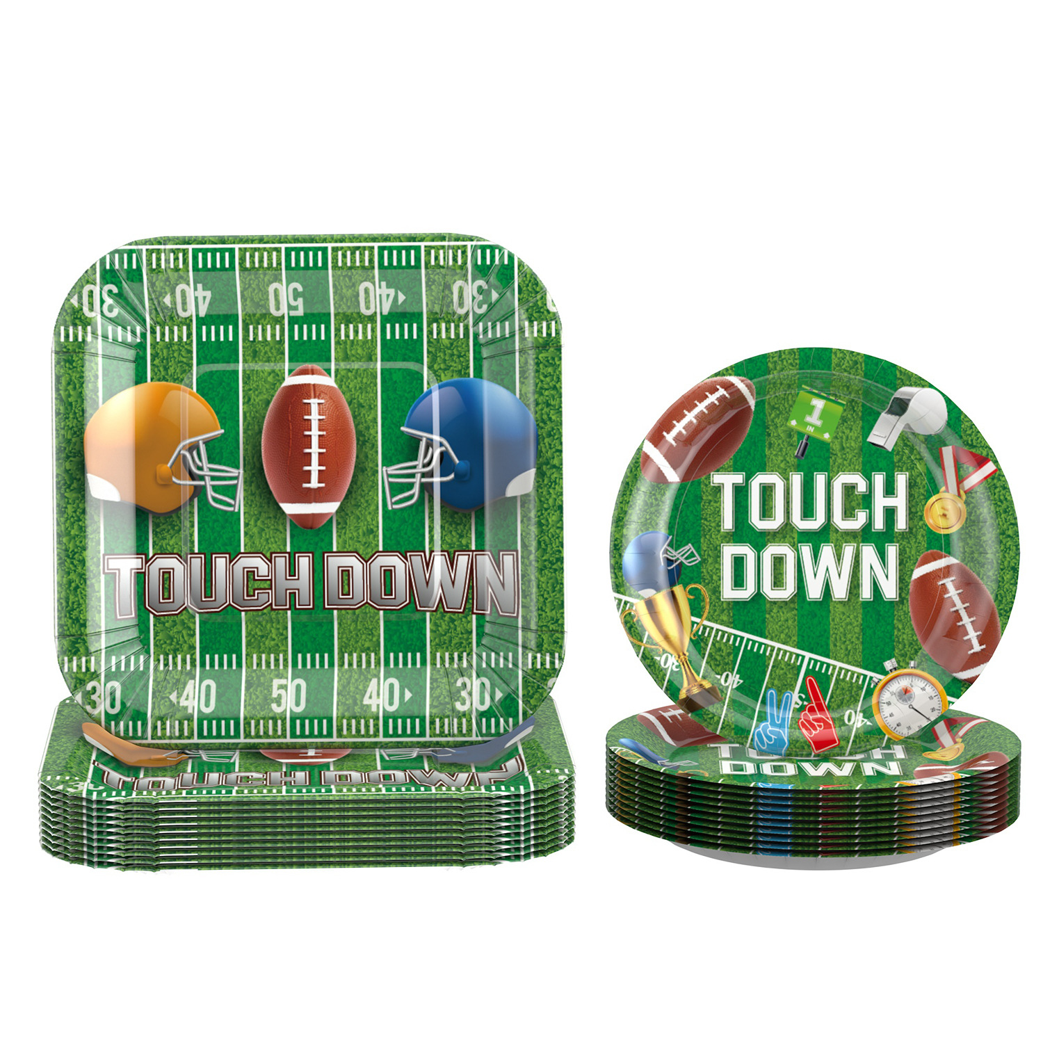 Nuevo Rugby Super Bowl decoración del partido fútbol americano desechable cuadrado plato de papel taza de papel decoración traje