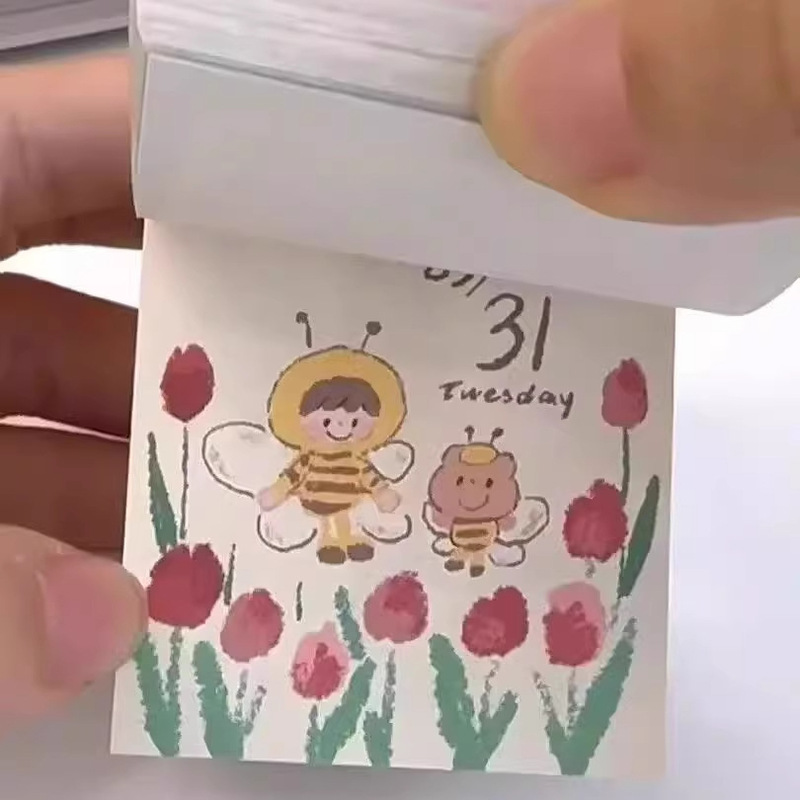 2026年涂鸦插画mini日历可撕翻页台历365页一日一页桌面摆件年历|undefined