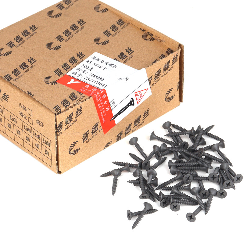 Self-tapping screws Cross countersunk head drywall screws Black gypsum board screws Wallboard screws Carpentry screws M3.5