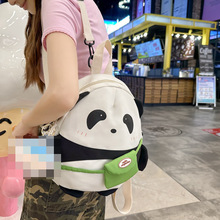可爱熊猫双肩包包女尼龙卡通书包休闲旅行通勤背包新款卡通双肩包
