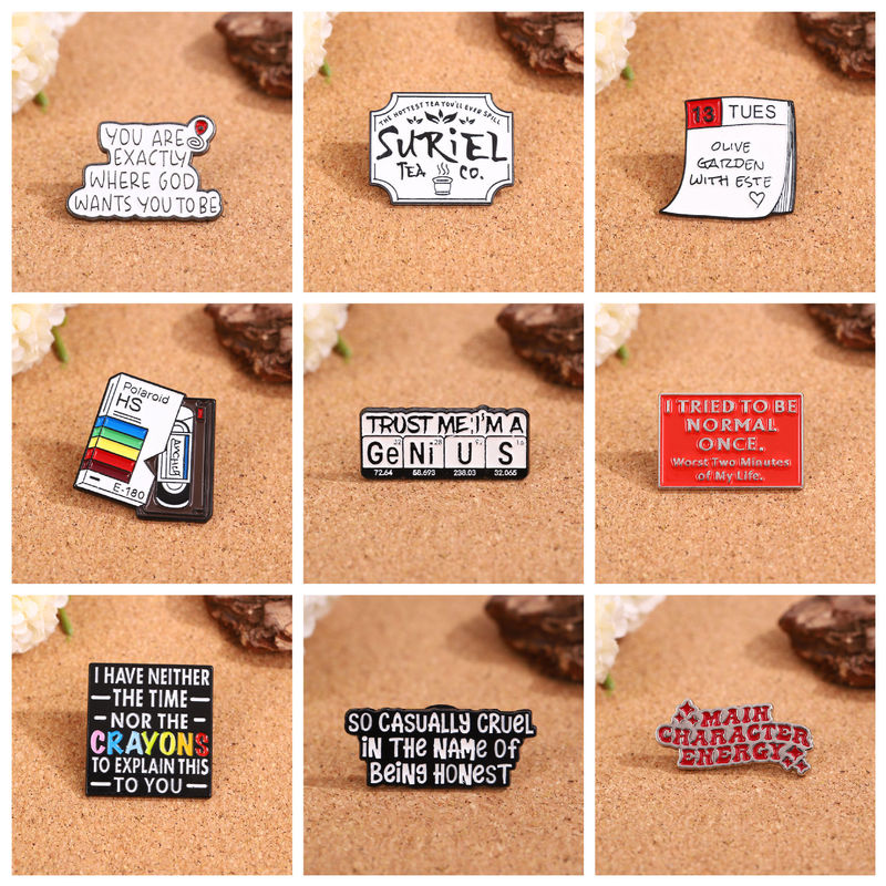 Cross-Border Hot-Selling Cartoon English Letter Series Brooches, High-End Niche Metal Badges, Personalized and Versatile Accessories