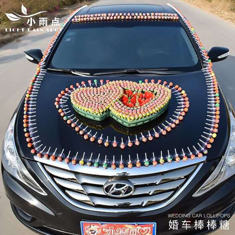 Wedding Car Decoration New Love V-Shaped Flower Clay Suction Cup Car Sticker Double Happiness Decoration Material Set Wedding Car Flower Clay