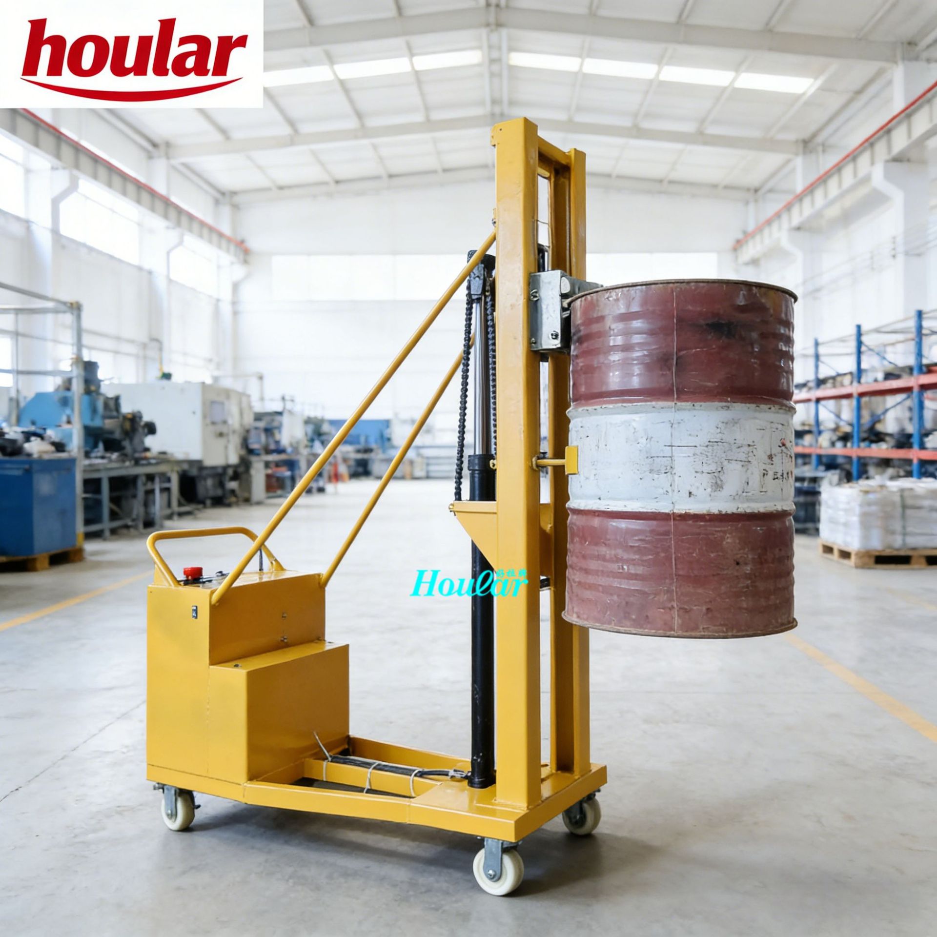 现货供应DT300直角支腿电动油桶堆高车卡板半自动咬嘴油桶升降车